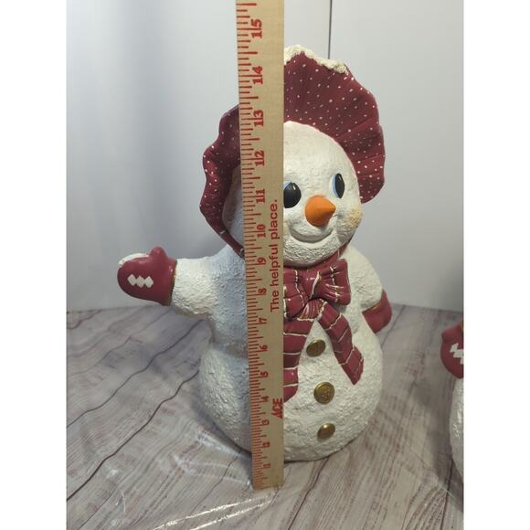 Vintage Large 1990 Holland Ceramic Hand Painted Glitter Snowman Couple 15” - Picture 6 of 12